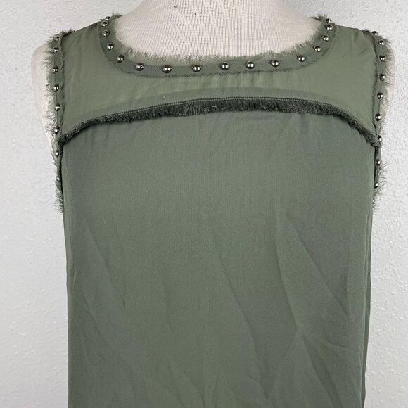 A.n.a Sheer Green Sleeveless Blouse Top Size Petite M EUC - Picture 2 of 9